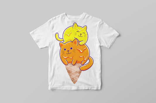 Детска тениска със сладолед и котенца